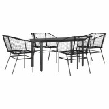 Cumpara ieftin Set de sufragerie de gradina 5 piese sticla neagra polirattan