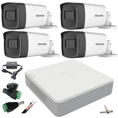 Sistem Supraveghere profesional Hikvision 4 Camere 5MP Turbo HD IR 80 SafetyGuard Surveillance foto