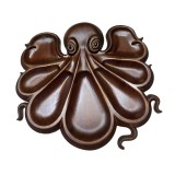 Platou pentru Servire, Cyrax, in Forma de Caracatita, 8 Compartimente pentru Mezeluri Branzeturi Snacksuri, Design Artistic, din Lemn Masiv, 26 x 25 x