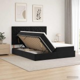 Cumpara ieftin Pat cu LED si saltea Negru 200 x 200 cm Catifea