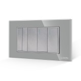 Cumpara ieftin Intrerupator mecanic Luxion 5 posturi cu rama din sticla, standard Italian 4M, gri