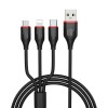 Cablu Incarcare USB tip Lightning - USB la MicroUSB - USB la USB Type-C Borofone BX17 Enjoy, 1 m, Negru