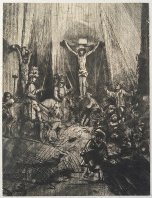 George Bickham the Younger dupa Rembrandt &amp;quot;The Three Crosses&amp;quot; gravura 1769 foto