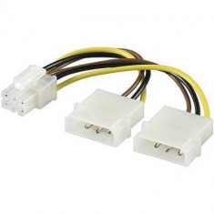 Cablu adaptor 2x Molex 5.25 la P6 PCI Express 6 pini 0.15m Goobay