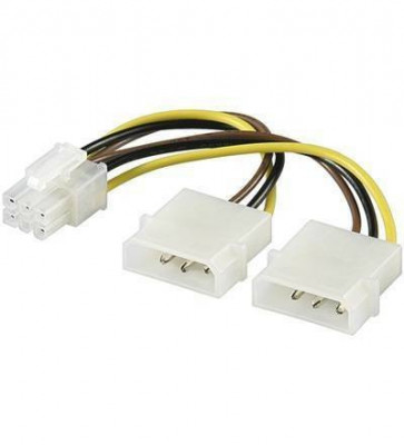 Cablu adaptor 2x Molex 5.25 la P6 PCI Express 6 pini 0.15m Goobay foto