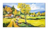 Cumpara ieftin Tablou pictat manual living, Amintiri din copilarie, peisaj din natura, 100x60cm ulei pe panza, Constantin Feraru