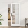 Ușă glisantă cu set de unelte Alb 73.5x198.5 cm Lemn masiv pin