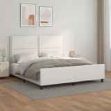 VidaXL Cadru de pat cu tăblie, alb, 180x200 cm, piele ecologică