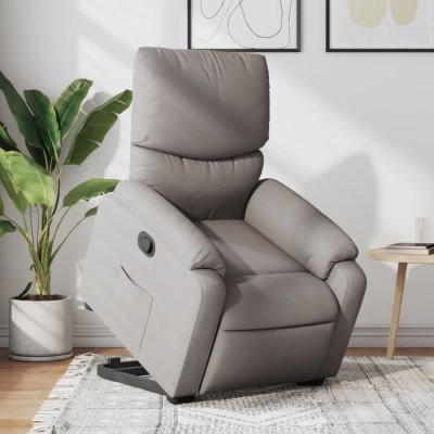 vidaXL Fotoliu rabatabil cu ridicare pe verticală, gri taupe, textil 3204832 foto