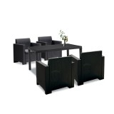 Set mobilier gradina Leziter Nero IV 4 locuri Ratan artificial Antracit Rezistent intemperii Italia