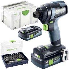 Festool TID 18 HPC 4.0 I-Plus - Masina de insurubat cu impact cu 2 acumulatori Li-Ion 18 V 4 Ah 180 Nm M8 valiza speciala + Set capete de insurubare m