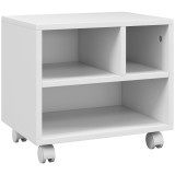 HOMCOM Suport Imprimantă 2 Niveluri 3 Compartimente cu Roți Alb 40x30x36 cm PAL