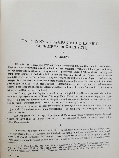Un episaod al Campaniei de la Prut cucerirea Brailei (1711) - C. Serban