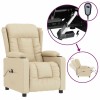 Fotoliu rabatabil electric, crem, material textil