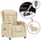 Fotoliu rabatabil electric, crem, material textil - 1