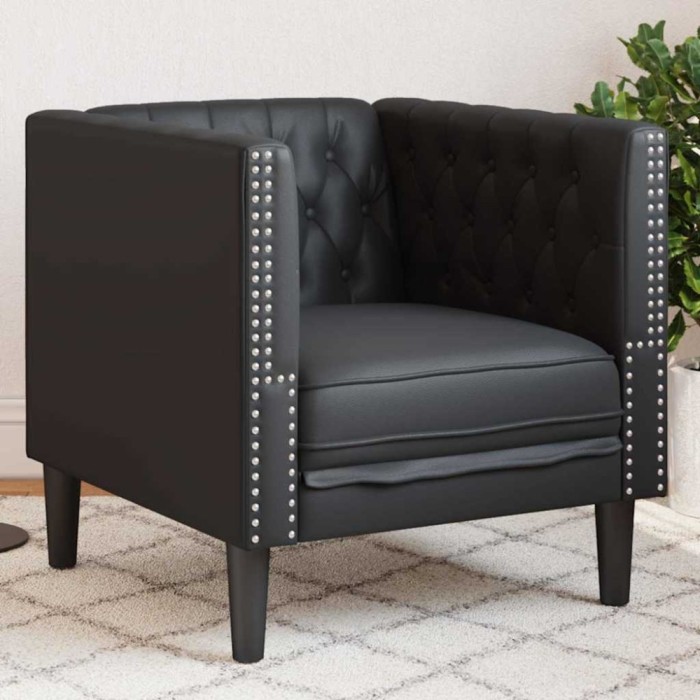 vidaXL Scaun canapea Chesterfield Argyle Negru 71 x 74.5 x 70.5 cm
