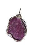 B282. Pandantiv cu Stictit, fir metalic argintiu, Violet, 4.5 cm, RavariuArt