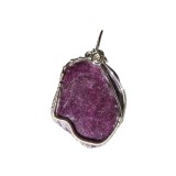 B282. Pandantiv cu Stictit, fir metalic argintiu, Violet, 4.5 cm