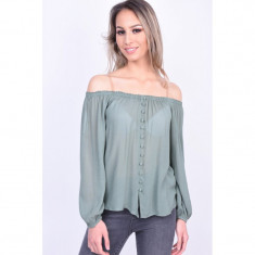 Bluza Fara Umeri Vero Moda Nora Off Shoulder Turcoaz Inchis foto