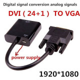 Cablu adaptor Full HD 1080p 60Hz ACTIV DVI-D 24+1 tata - mama VGA 0.2m +3.5 mm cablu +USB alimentare, Generic