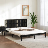 VidaXL Cadru de pat King Size 5FT, negru, 150x200 cm, lemn masiv
