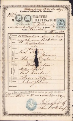 A894 Extras registru biserica romano-catolică Beba, județul Timiș, 1864 foto