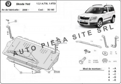 Scut metalic motor Skoda Yeti 1.2 TSI / 1.4 TSI / 1.6TDI fabricata incepand cu 2009 APS-30,140 foto