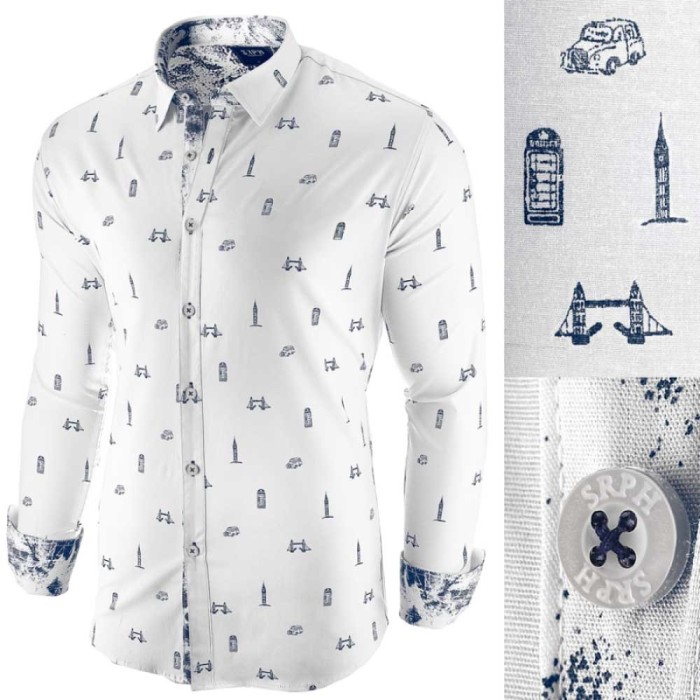Camasa pentru barbati, alba, slim fit, casual - London Town Cool Camasa pentru barbati, alba, slim fit, casual - London Town Cool