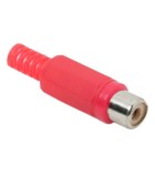 Soclu RCA mama executie plastic rosu cu protectie pentru cablu, Oem