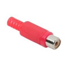 Soclu RCA mama executie plastic rosu cu protectie pentru cablu