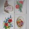 Lot 4 felicitari vechi, anii 80, inceput de anii 90, cu flori, scrise, Romania