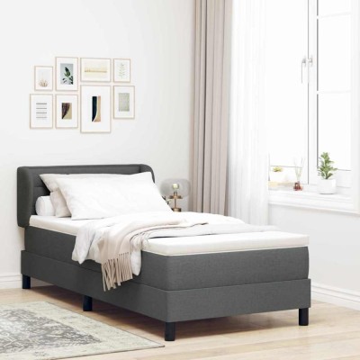 vidaXL Pat boxspring cu saltea Gri &amp;icirc;nchis 100 x 200 cm țesătură 3339948 foto