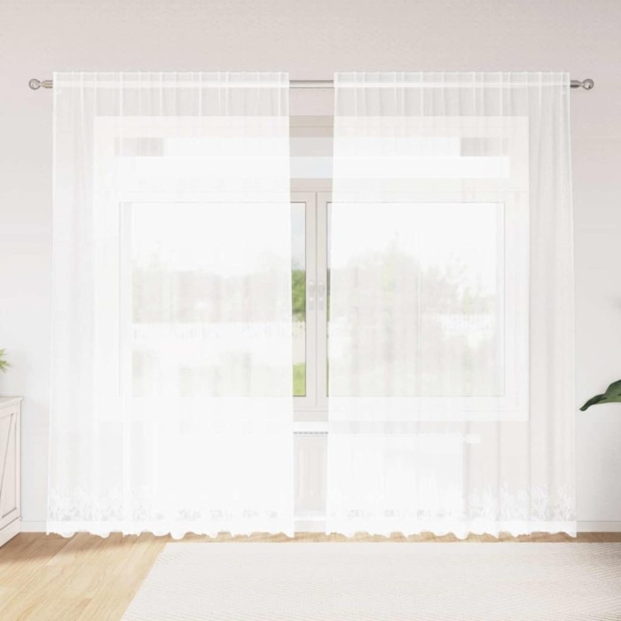 vidaXL Perdele cu perdele Alb 500x100cm Poliester 4107770