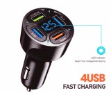 Incarcator Auto Fast Charger 66W, 4 Porturi USB, Incarcare Rapida SCP/QC3.0, 5V-3.1A, Negru