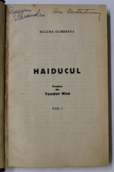 HAIDUCUL de BUCURA DUMBRAVA , 1911