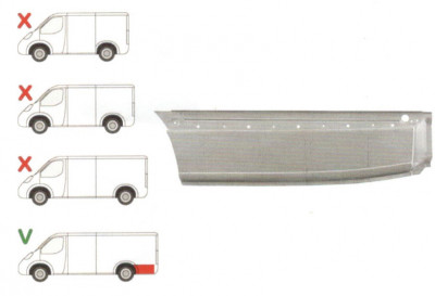 Segment reparatie aripa spate Mercedes Sprinter 2006-2018, VW Crafter 2005-2017; L=4700mm Partea Stanga, Spate, model :EXTRA LONG lungime 1180 mm , i foto