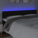 Cumpara ieftin Tăblie de pat cu LED, negru, 200x5x78/88 cm, textil