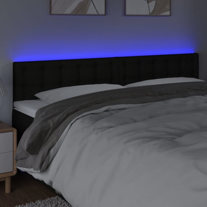 Gossi tablie de pat cu led, negru, 200x5x78/88 cm, textil