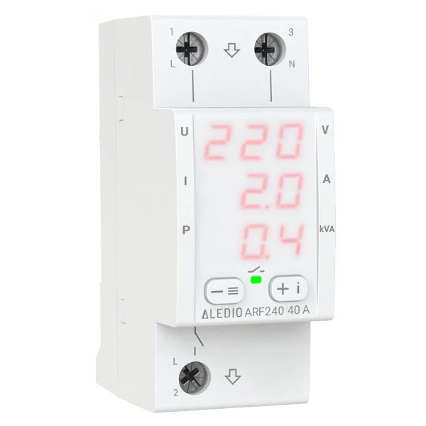 Releu de protectie muntifunctional monofazat, 40A, cu afisaj tensiune
