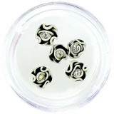 Decorațiuni nail art - flori acrilice, negre și albe cu stras