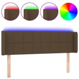 Cumpara ieftin Tablie de pat cu LED, maro inchis, 147x16x78/88 cm, textil