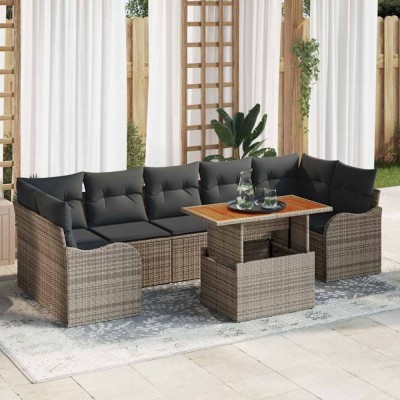 vidaXL Set de canapele pentru grădină 8 pcs Gri Rattan poli foto