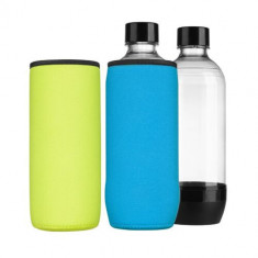 Set 2 Huse Cooler Jacket pentru sticle SodaStream, Kwmobile, Albastru/Galben, Neopren, 58833.02 foto