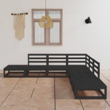 Gossi set mobilier de gradina, 7 piese, negru, lemn masiv de pin