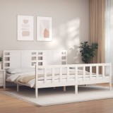 Cumpara ieftin Cadru de pat fără saltea, alb, 200x200 cm, lemn masiv pin
