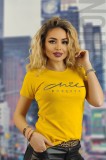 U830-9 Tricou casual cu imprimeu text &quot;chic forever&quot;