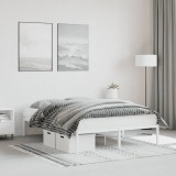 Cadru pat metalic Gossi, 140x200 cm, alb, robust, suport lamelar, spatiu depozitare sub pat