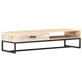 Cumpara ieftin Masuta de cafea, alb, 117x50x30 cm, lemn masiv de acacia