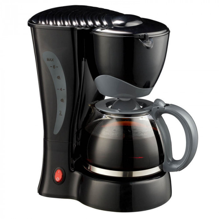 Masina de cafea Rosberg R51170B, 550W, Sistem antipugluire, 6 cani, Negru/gri