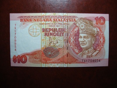 MALAEZIA 10 RINGGIT 1989 XF++ foto